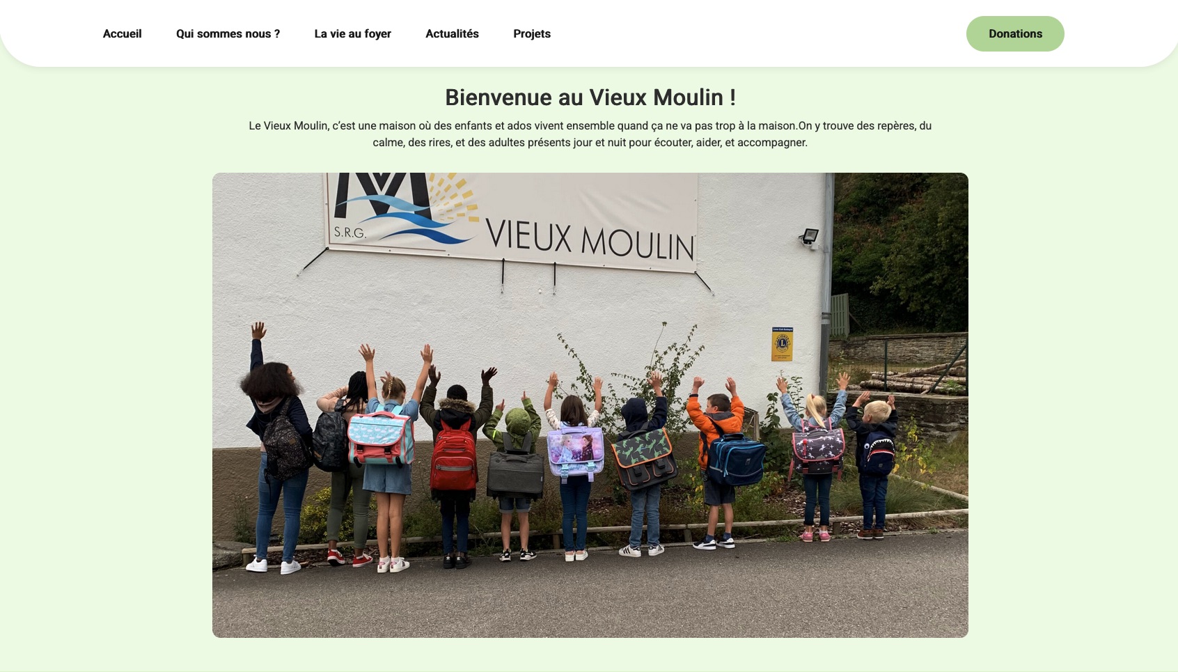 Page d'accueil du site du Vieux Moulin